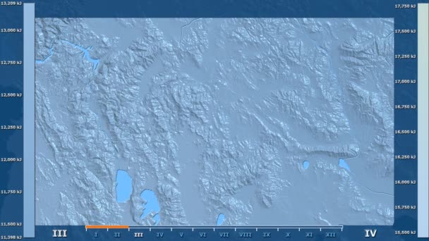 Radiazione Solare Mese Nell Area Macedonia Con Leggenda Animata Shader — Video Stock