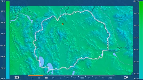 Temperatura Mínima Por Mês Área Macedônia Com Lenda Animada Forma — Vídeo de Stock