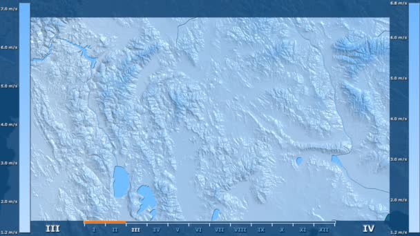 Wind Speed Month Macedonia Area Animated Legend Raw Color Shader — Stock Video