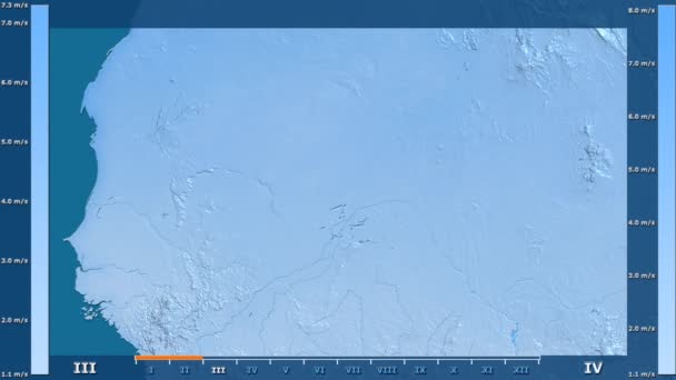 Wind Speed Month Mali Area Animated Legend Raw Color Shader — Stock Video