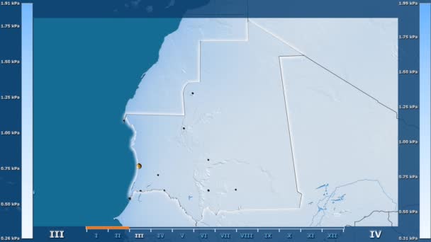 Pressione Del Vapore Acqueo Mese Nell Area Della Mauritania Con — Video Stock