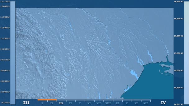 Radiazione Solare Mese Nell Area Moldova Con Leggenda Animata Shader — Video Stock