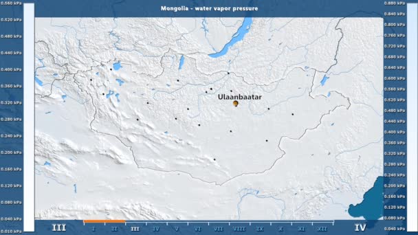Pression Vapeur Eau Par Mois Dans Région Mongolie Avec Légende — Video