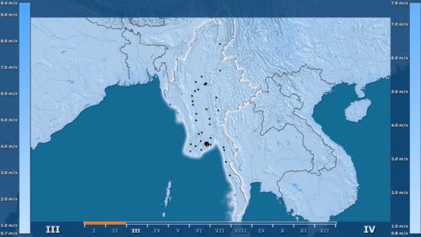 Vitesse Vent Par Mois Dans Région Myanmar Avec Une Légende — Video