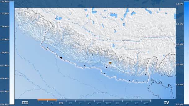 Druk Van Waterdamp Maand Het Gebied Van Nepal Met Geanimeerde — Stockvideo