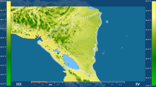 Température Maximale Par Mois Dans Région Nicaragua Avec Légende Animée — Video