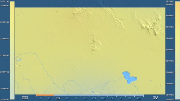 Radiação Solar Por Mês Área Níger Com Lenda Animada Sombreador — Vídeo de Stock