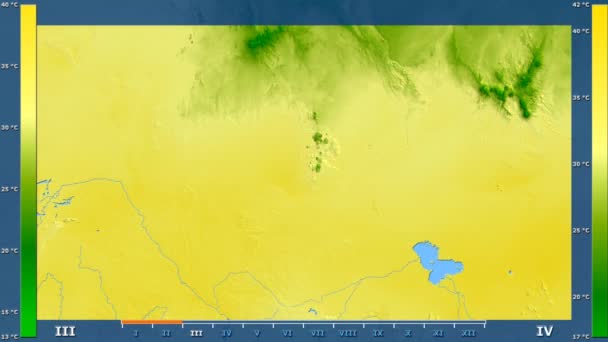 Temperatura Máxima Por Mes Área Níger Con Leyenda Animada Sombreado — Vídeos de Stock