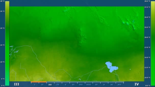 Temperatura Mínima Por Mês Área Níger Com Legenda Animada Sombreador — Vídeo de Stock