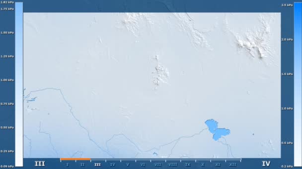 Wasserdampfdruck Von Monat Der Nigergegend Mit Animierter Legende Roher Farbschalter — Stockvideo