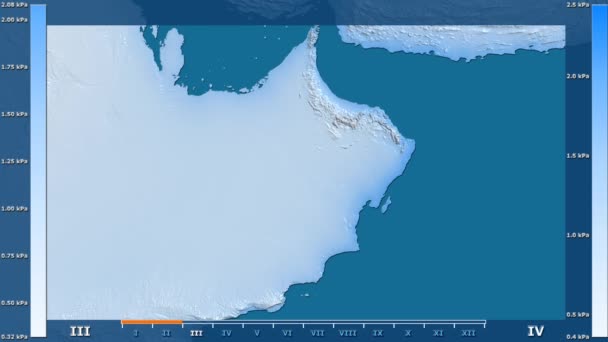 Druk Van Waterdamp Maand Het Gebied Van Oman Met Geanimeerde — Stockvideo