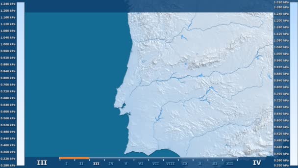 Presión Vapor Agua Por Mes Área Portugal Con Leyenda Animada — Vídeos de Stock