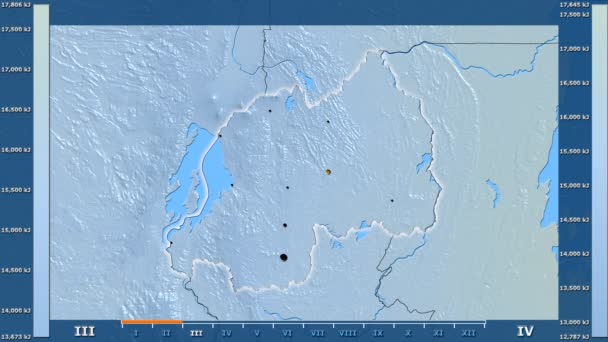 Radiación Solar Por Mes Área Ruanda Con Leyenda Animada Forma — Vídeos de Stock