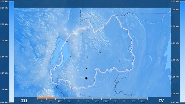 Druk Van Waterdamp Maand Het Gebied Van Rwanda Met Geanimeerde — Stockvideo