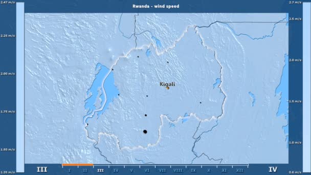 Wind Speed Month Rwanda Area Animated Legend Russian Labels Country — стоковое видео