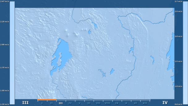 Velocidad Del Viento Por Mes Área Ruanda Con Leyenda Animada — Vídeo de stock