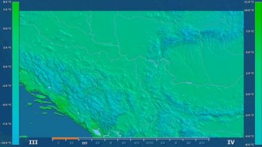 Animasyonlu efsanesi - ham renk shader ile Sırbistan alanında minimum sıcaklığı aya göre. Sterografik projeksiyon