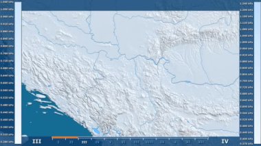 Animasyonlu gösterge - ham renk shader ile Sırbistan bölgede su buharı basıncı aya göre. Sterografik projeksiyon