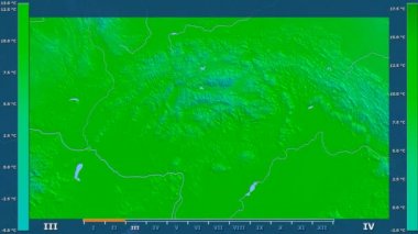 Animasyonlu efsanesi - ham renk shader ile Slovakya alanında maksimum sıcaklık aya göre. Sterografik projeksiyon
