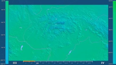 Animasyonlu efsanesi - ham renk shader ile Slovakya alanında minimum sıcaklığı aya göre. Sterografik projeksiyon
