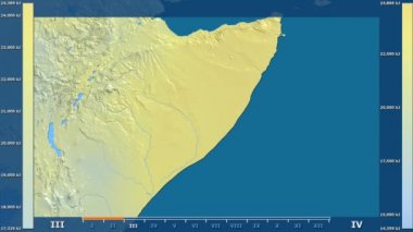 Somali alanda animasyonlu gösterge - ham renk shader ile güneş radyasyonu aya göre. Sterografik projeksiyon