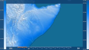 Su buharı basıncı Somali alanda animasyonlu gösterge - ham renk shader ile aya göre. Sterografik projeksiyon