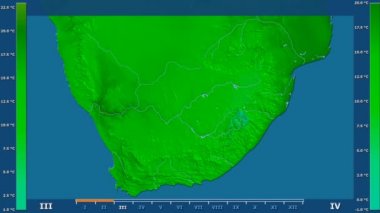 Animasyonlu efsanesi - ham renk shader ile Güney Afrika bölgesinde en az sıcaklık aya göre. Sterografik projeksiyon