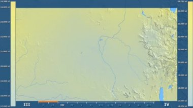 Animasyonlu efsanesi - ham renk shader ile Güney Sudan alanında güneş radyasyonu aya göre. Sterografik projeksiyon