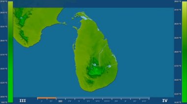 Animasyonlu efsanesi - ham renk shader ile Sri Lanka alanında minimum sıcaklığı aya göre. Sterografik projeksiyon