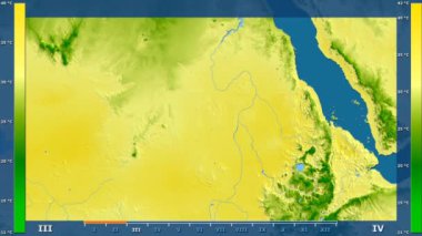 Animasyonlu efsanesi - ham renk shader ile Sudan alanında maksimum sıcaklık aya göre. Sterografik projeksiyon