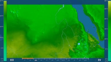 Animasyonlu efsanesi - ham renk shader ile Sudan alanında minimum sıcaklığı aya göre. Sterografik projeksiyon