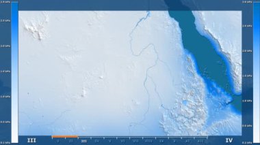 Animasyonlu gösterge - ham renk shader ile Sudan bölgede su buharı basıncı aya göre. Sterografik projeksiyon