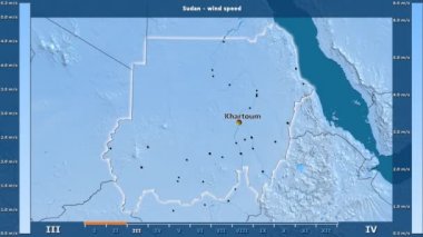 Rüzgar hızı aya göre animasyonlu efsanesi - İngilizce etiketleri ile Sudan alanında: ülke ve sermaye adları, açıklama göster. Sterografik projeksiyon