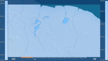 Rüzgar hızı Surinam alanda animasyonlu gösterge - ham renk shader ile aya göre. Sterografik projeksiyon