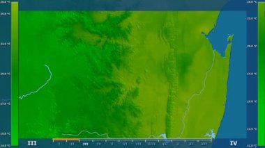 Svaziland alanda animasyonlu gösterge - ham renk shader ile ortalama sıcaklık aya göre. Sterografik projeksiyon