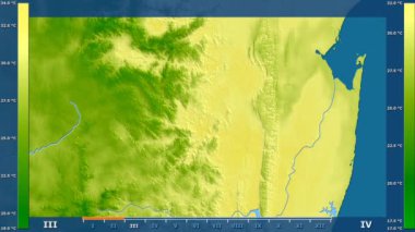 Svaziland alanda animasyonlu gösterge - ham renk shader ile maksimum sıcaklık aya göre. Sterografik projeksiyon