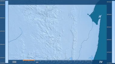 Rüzgar hızı Svaziland alanda animasyonlu gösterge - ham renk shader ile aya göre. Sterografik projeksiyon