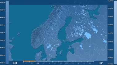 Animasyonlu efsanesi - ham renk shader ile İsveç alanında güneş radyasyonu aya göre. Sterografik projeksiyon