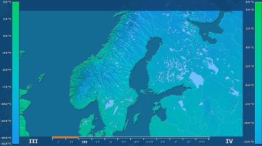Animasyonlu efsanesi - ham renk shader ile İsveç alanında minimum sıcaklığı aya göre. Sterografik projeksiyon