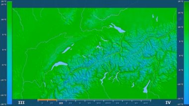 Animasyonlu efsanesi - ham renk shader ile İsviçre alanında maksimum sıcaklık aya göre. Sterografik projeksiyon