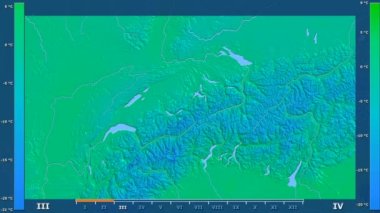 Animasyonlu efsanesi - ham renk shader ile İsviçre alanında minimum sıcaklığı aya göre. Sterografik projeksiyon