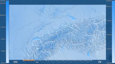 Rüzgar hızı animasyonlu efsanesi - ham renk shader ile İsviçre alanında aya göre. Sterografik projeksiyon