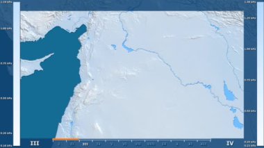 Animasyonlu gösterge - ham renk shader ile Suriye bölgede su buharı basıncı aya göre. Sterografik projeksiyon