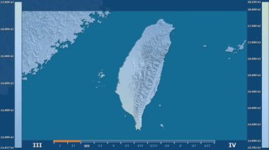 Animasyonlu efsanesi - ham renk shader ile Tayvan alanında güneş radyasyonu aya göre. Sterografik projeksiyon