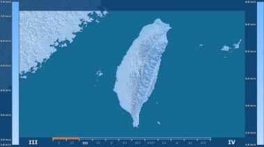 Rüzgar hızı animasyonlu efsanesi - ham renk shader ile Tayvan alanında aya göre. Sterografik projeksiyon