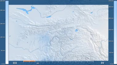 Animasyonlu efsanesi - ham renk shader ile Tacikistan alan yağış aya göre. Sterografik projeksiyon