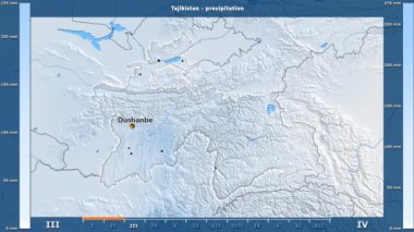 Animasyonlu efsanesi - İngilizce etiketleri ile Tacikistan alan aya göre Yağış: ülke ve sermaye adları, açıklama göster. Sterografik projeksiyon