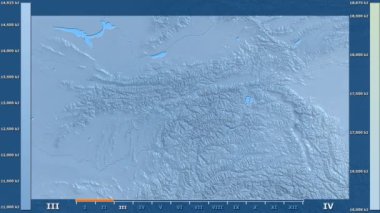 Animasyonlu efsanesi - ham renk shader ile Tacikistan alanında güneş radyasyonu aya göre. Sterografik projeksiyon