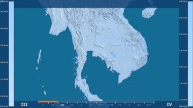 Rüzgar hızı animasyonlu efsanesi - ham renk shader ile Tayland alanında aya göre. Sterografik projeksiyon