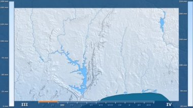 Animasyonlu gösterge - ham renk shader ile Togo bölgede yağış aya göre. Sterografik projeksiyon